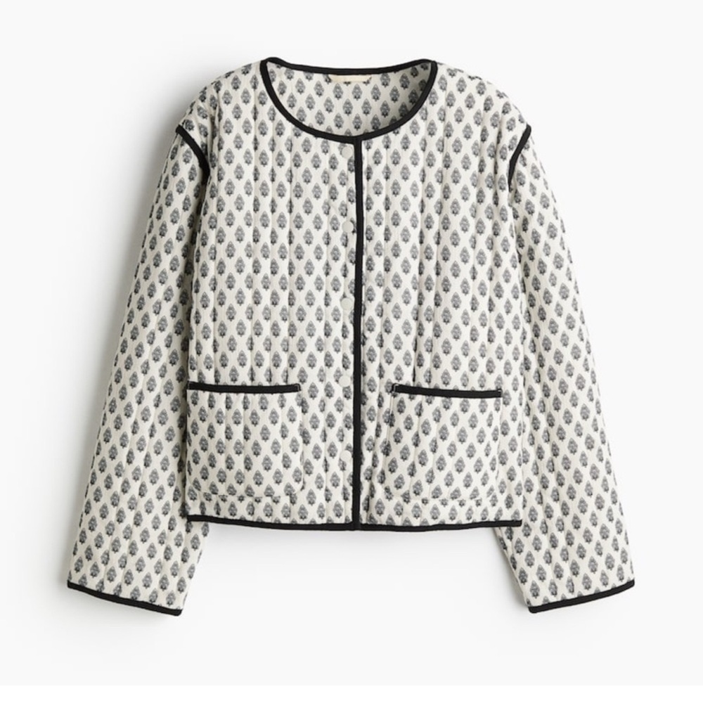 H&M Quilted Jacket - Black and White - Boho - Block Print